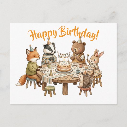 Verjaardag Bosdier Feestje Briefkaart (Voorkant)