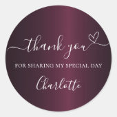 Verjaardag Bourgogne naam dank u Ronde Sticker (Voorkant)