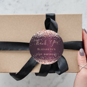 Verjaardag Bourgondië roos gouden confetti dank u Ronde Sticker