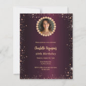 Verjaardag Bourgondische diamant glitter foto uitn (Voorkant)