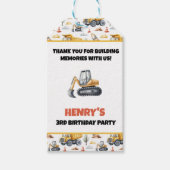 Verjaardag Bouw Bedankt Naam Graafmachine Cadeaulabel (Voorkant)