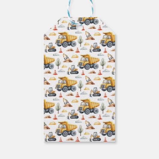 Verjaardag Bouw Bedankt Naam Graafmachine Cadeaulabel (Achterkant)