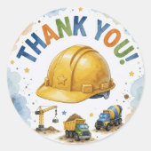 Verjaardag Bouw Bedankt Ronde Sticker (Voorkant)