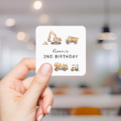 Verjaardag Bouwauto Modern Minimaal Vierkante Sticker