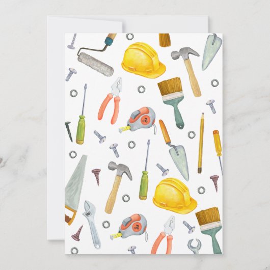 Verjaardag bouwgereedschap kaart (Achterkant)