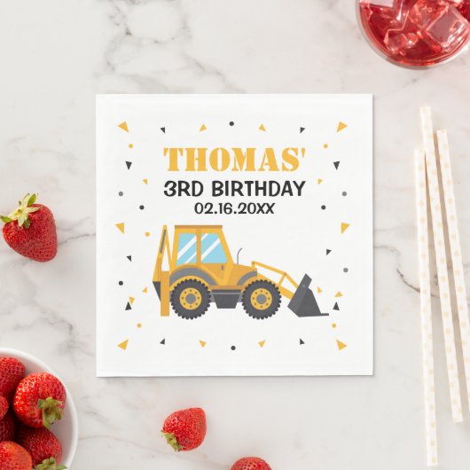 Verjaardag bouwgraafmachine servet (Insitu)