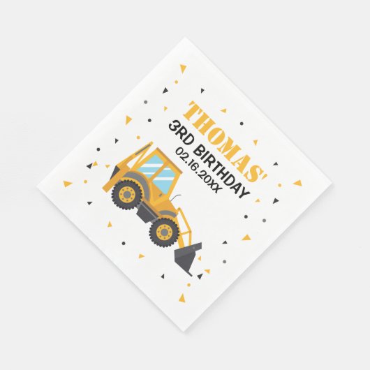 Verjaardag bouwgraafmachine servet (Hoek)