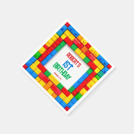 Verjaardag Bouwstenen Party servetten (Hoek)