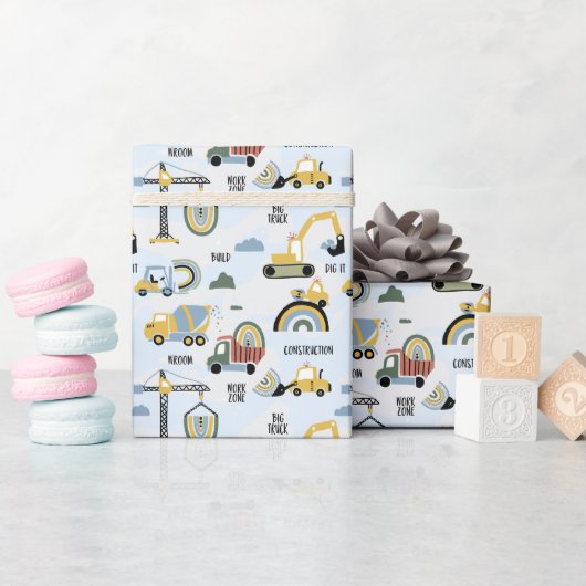 Verjaardag Bouwtruck  Cadeaupapier (Baby Shower)