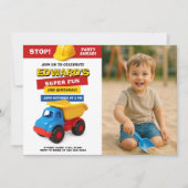 Verjaardag bouwtruck met foto kaart (Voorkant)