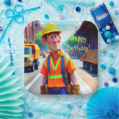 Verjaardag bouwvakker papieren bordje (Feest)