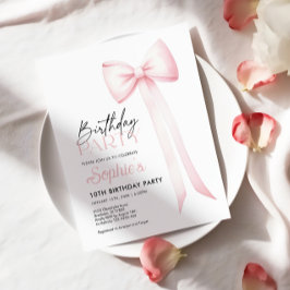 Verjaardag Bow Uitnodiging, Roze Coquette Bow Kaart
