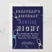 Verjaardag Bowling Glow Night Party uitnodiging (Voorkant)