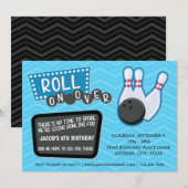 Verjaardag Bowling Party Roll op Uitnodiging (Voorkant / Achterkant)
