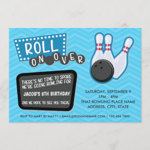 Verjaardag Bowling Party Roll op Uitnodiging