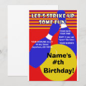 Verjaardag Bowling Uitnodiging. Kaart (Voorkant / Achterkant)