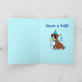 Verjaardag Boxer Puppy met Tennisbal Kaart (Binnen)