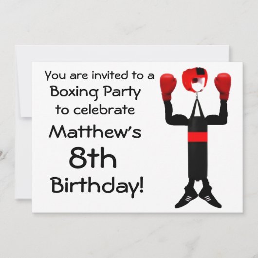 Verjaardag Boxing Party Uitnodiging (Voorkant)
