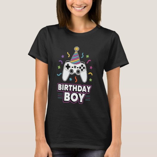 Verjaardag Boy Gaming Controller Ontwerp T-shirt (Voorkant)