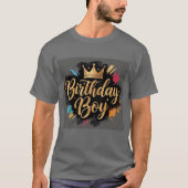 Verjaardag Boy Golden Crown Splash T-shirt (Voorkant)