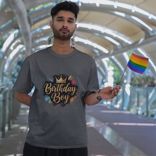 Verjaardag Boy Golden Crown Splash T-shirt