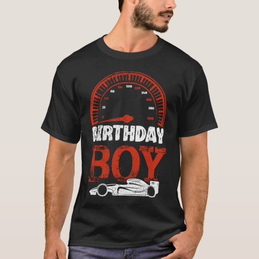 Verjaardag Boy Race Car Racing T-shirt (Voorkant)