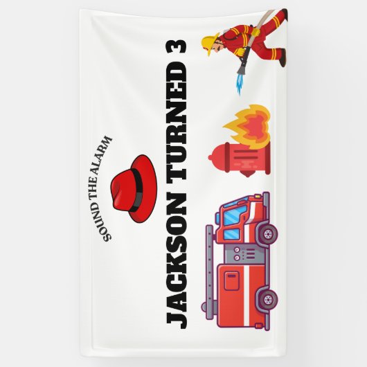 Verjaardag brandweerman spandoek (Verticaal)