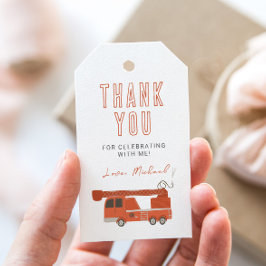 Verjaardag brandweerwagen  cadeaulabel