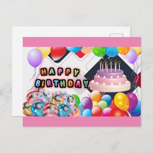 verjaardag briefkaart (Voorkant / Achterkant)