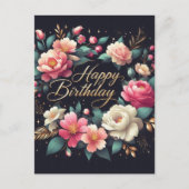 Verjaardag briefkaart - bloemenontwerp (Voorkant)