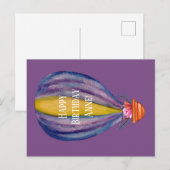 Verjaardag Briefkaart Hete Luchtballon En Bloemen (Voorkant / Achterkant)