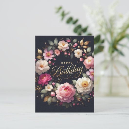 Verjaardag Briefkaart: Levendig bloemthema Briefkaart (Staand voorkant)