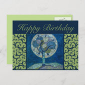 Verjaardag briefkaart - Moon in Bloom Painting (Voorkant / Achterkant)