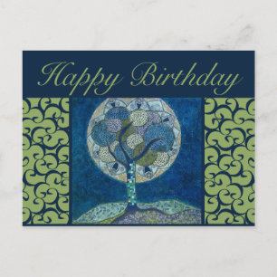 Verjaardag briefkaart - Moon in Bloom Painting