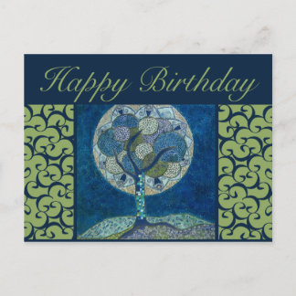 Verjaardag briefkaart - Moon in Bloom Painting