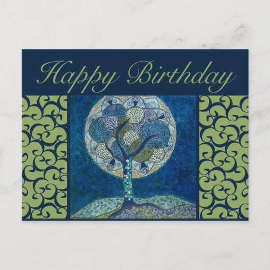 Verjaardag briefkaart - Moon in Bloom Painting (Voorkant)