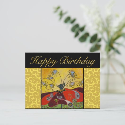 Verjaardag briefkaart - Wake at Dawn Painting (Staand voorkant)