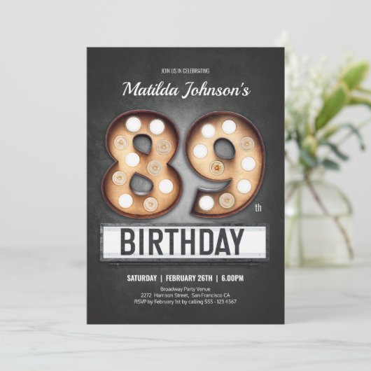 Verjaardag  Broadway Marquee Fun Custom Kaart (Staand voorkant)