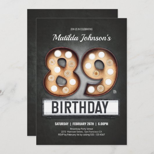 Verjaardag  Broadway Marquee Fun Custom Kaart (Voorkant / Achterkant)