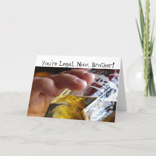 Verjaardag, broeder, wettelijk, 21. Bier in glas. Kaart