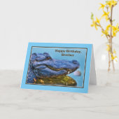 Verjaardag, Broer, Alligator en Golfbal Kaart (Gele Bloem)