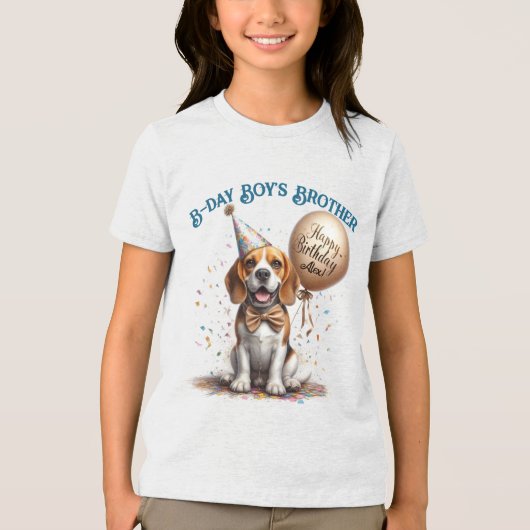 Verjaardag Broer Beagle Hond Ballon Custom Tri-Blend Shirt (Voorkant)