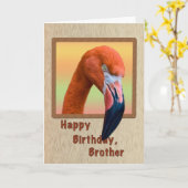 Verjaardag, broer, Flamingo Bird Kaart (Gele Bloem)