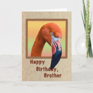 Verjaardag, broer, Flamingo Bird Kaart