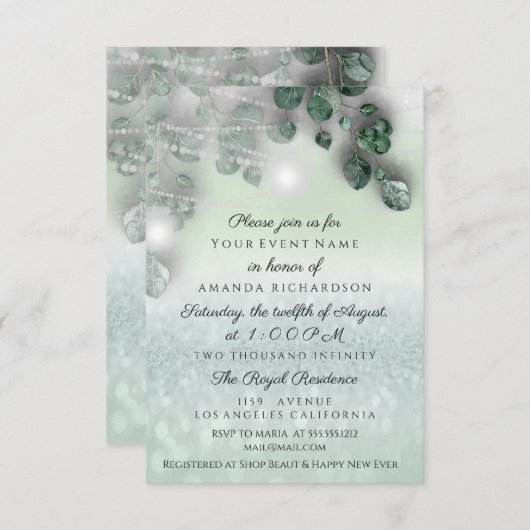 Verjaardag Bruidsdouche Licht Pot Rustieke Mint Gl Kaart (Voorkant / Achterkant)