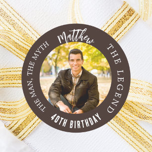 Verjaardag bruine foto man mythe legende ronde sticker