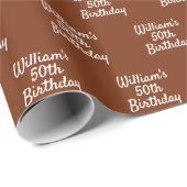 Verjaardag bruine roest naam cadeaupapier (Rol Hoek)