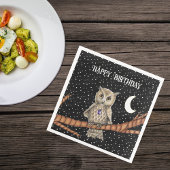  Verjaardag Bruine Uil Paarse Crystal Moon Star Servet