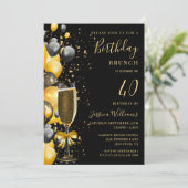 Verjaardag Brunch Ballonnen & Champagne Kaart (Staand voorkant)