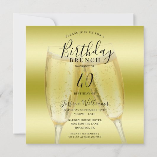 Verjaardag Brunch Champagne & Streamers Kaart (Achterkant)